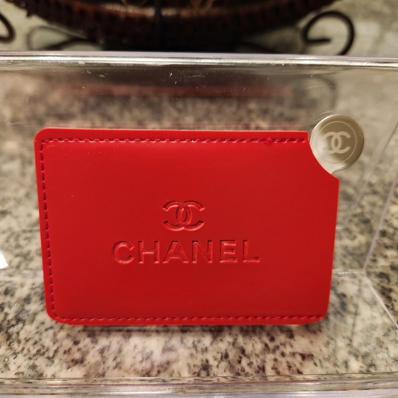 CHANEL Accessories - Chanel Red Mirror/Card Holder
